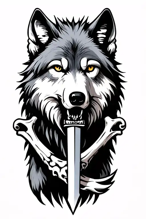 Bone Dagger Wolf Standing Behind