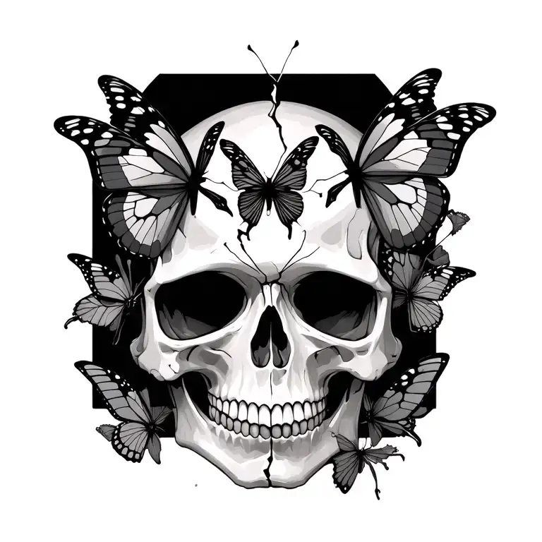 Broken Skull Of Butterflies