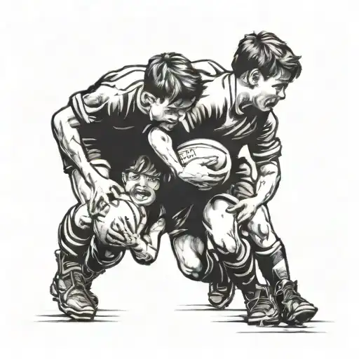 3 Kids Playing Rugby
