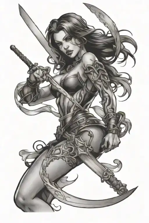 Sexy Woman Holding A Sword