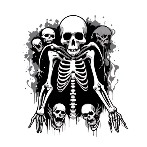 Minimalist Skeleton Tattoo With Zombies And Things For A Full Sleeve