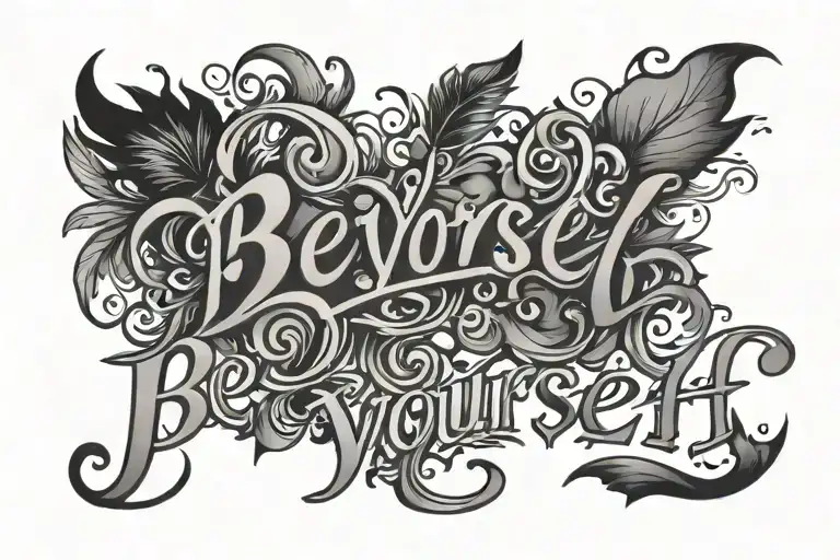 Be Yourself Lettering Design Combining