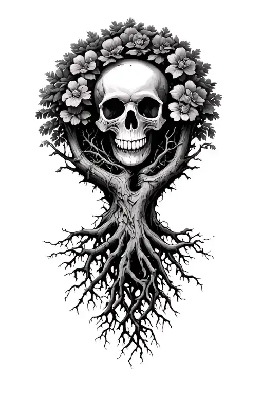Tree Of Life With Skull Hidden In Roots