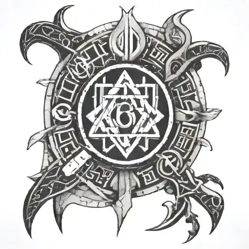 Religious Symbols Intertwined With Enochian Runes To Symbolize Strength And Power