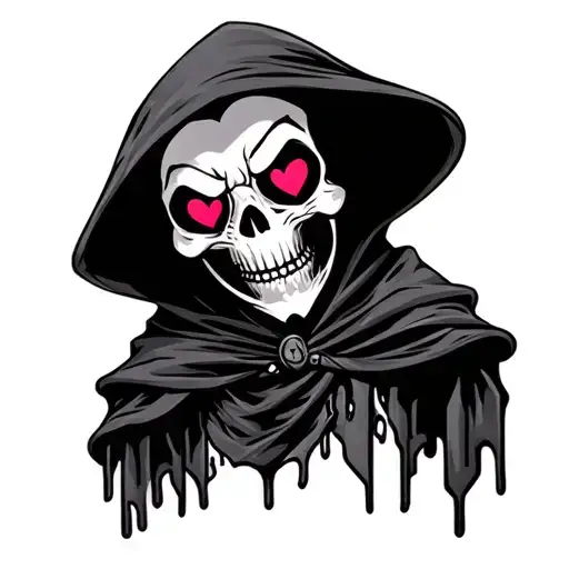 Cute Cartoon Grim Reaper With Heart Eyes