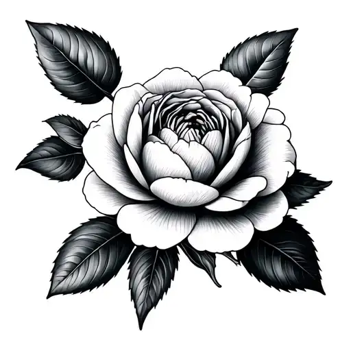 Camellia Flowers Fine Line