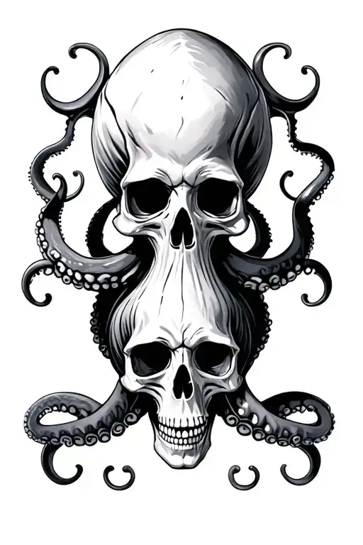 Octopus Holding A Skull