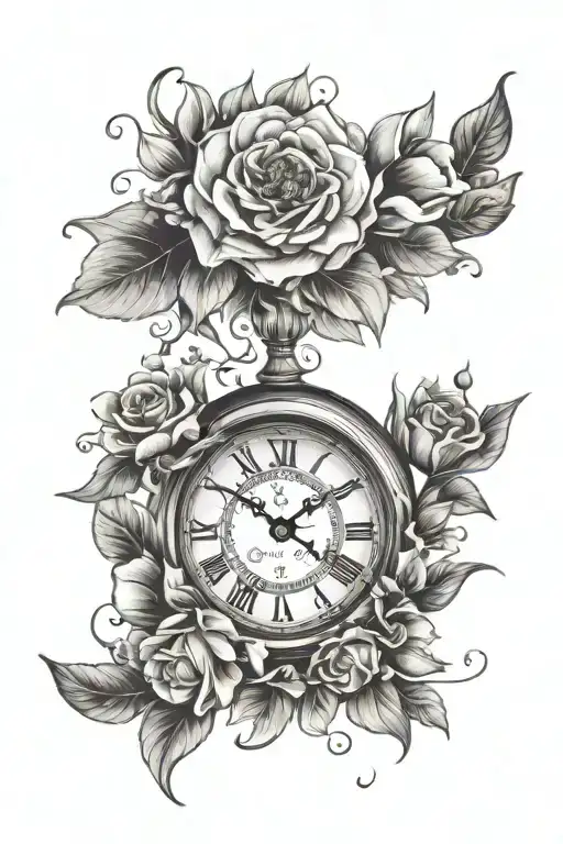 Clock Face And Flowers