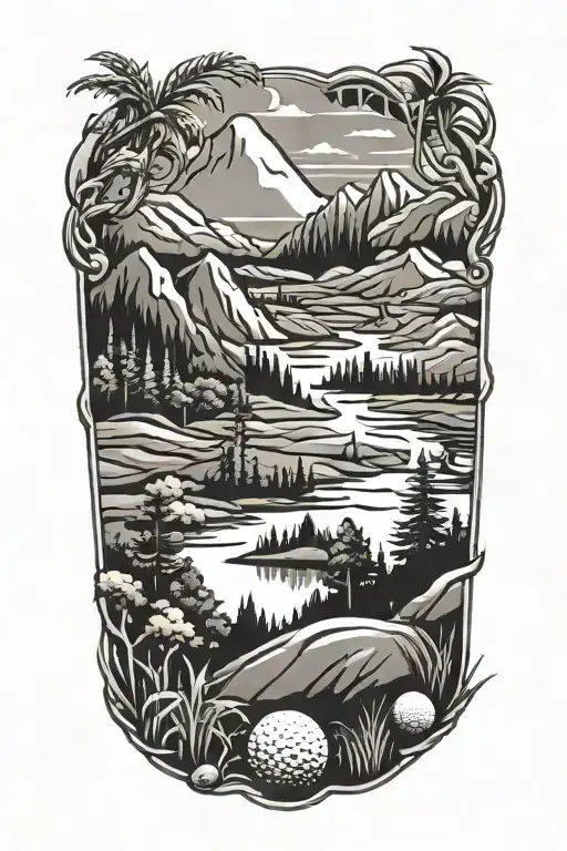 Golf Landscape Tattoo Featuring
