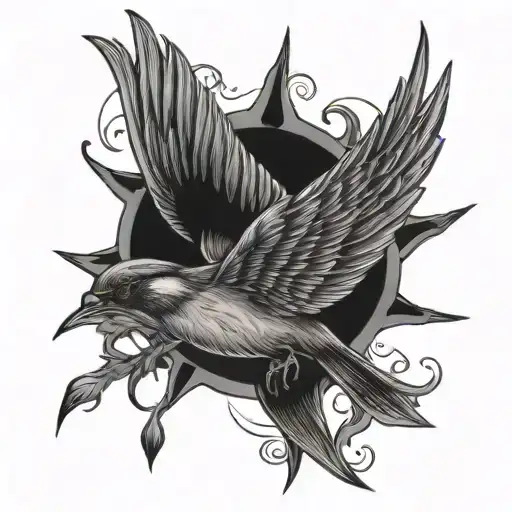 Sun And Swallow Bird