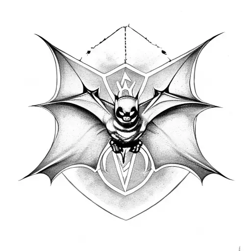 Bat With Small Pentagrams Behind The Wings