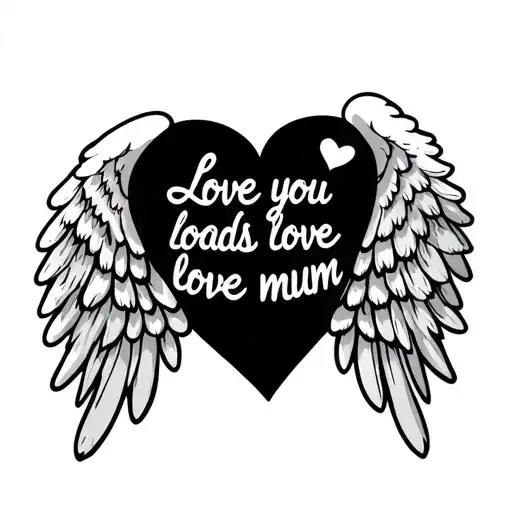 Wings On Forearm With The Writing Love You Loads Love Voo Love Mum