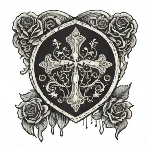 Broken Heart And Cross And Death Tarot Card