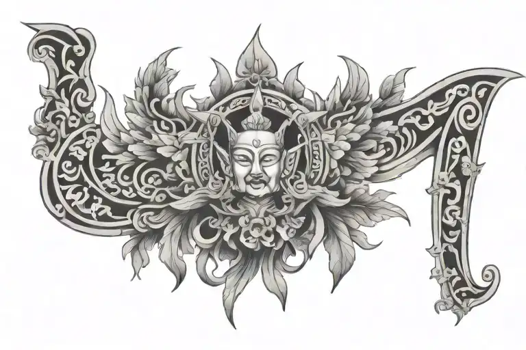 Vietnamese Mural Style Tattoo For Chest Tattoo Simetrical With Colour