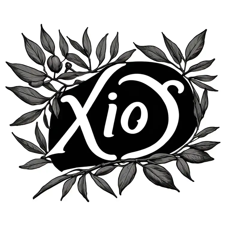 Olive Branch With Word Xios Inside One Of The Leaves