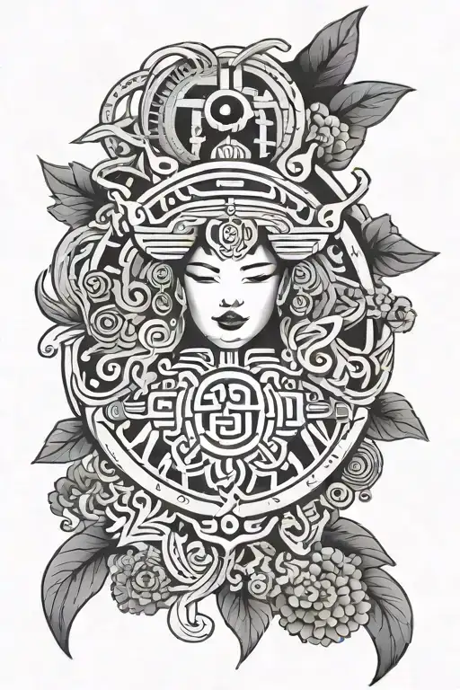 Korean Inspired Design Featuring Iconic Symbols