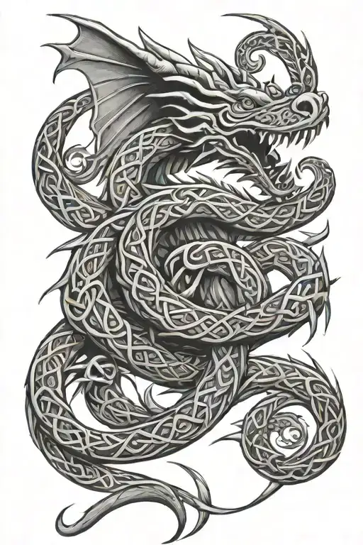 Celtic Dragon With Celtic Symbols