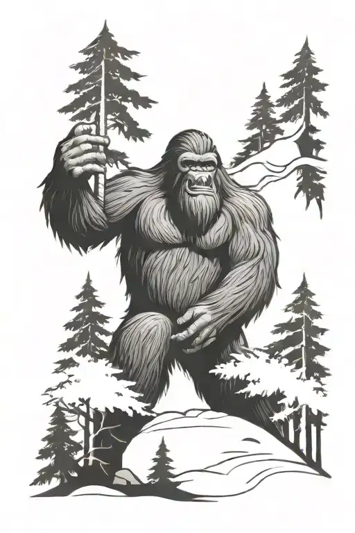 Bigfoot Figure Among The Trees