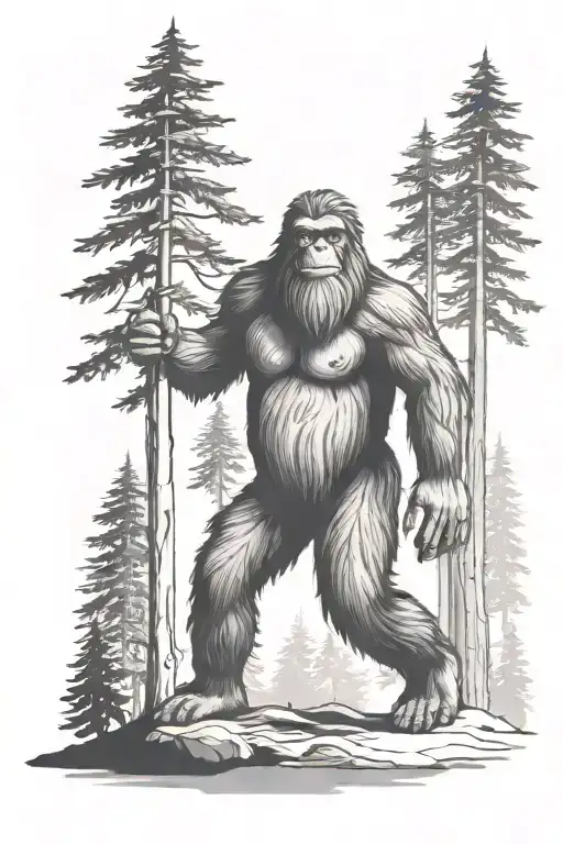 Bigfoot Figure Among The Trees