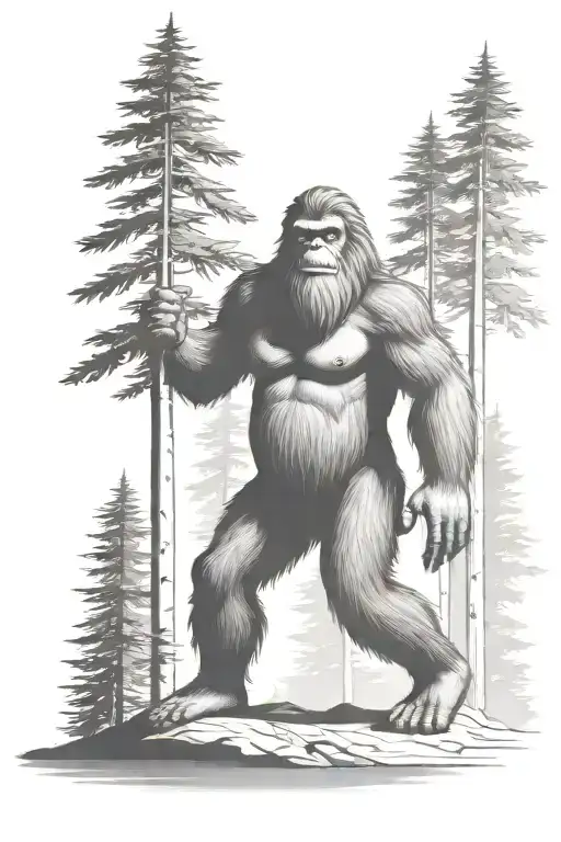 Bigfoot Figure Among The Trees