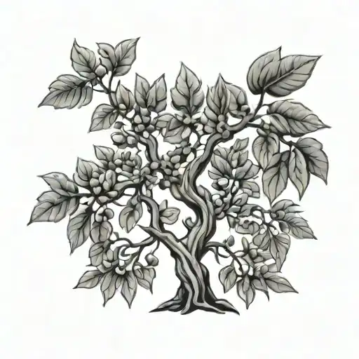 Fig Tree And Olive Tree Intertwined