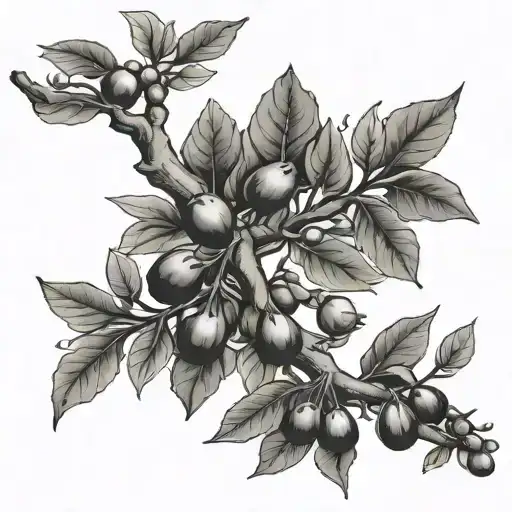 Fig Tree Branch And Olive Tree Branch Intertwined