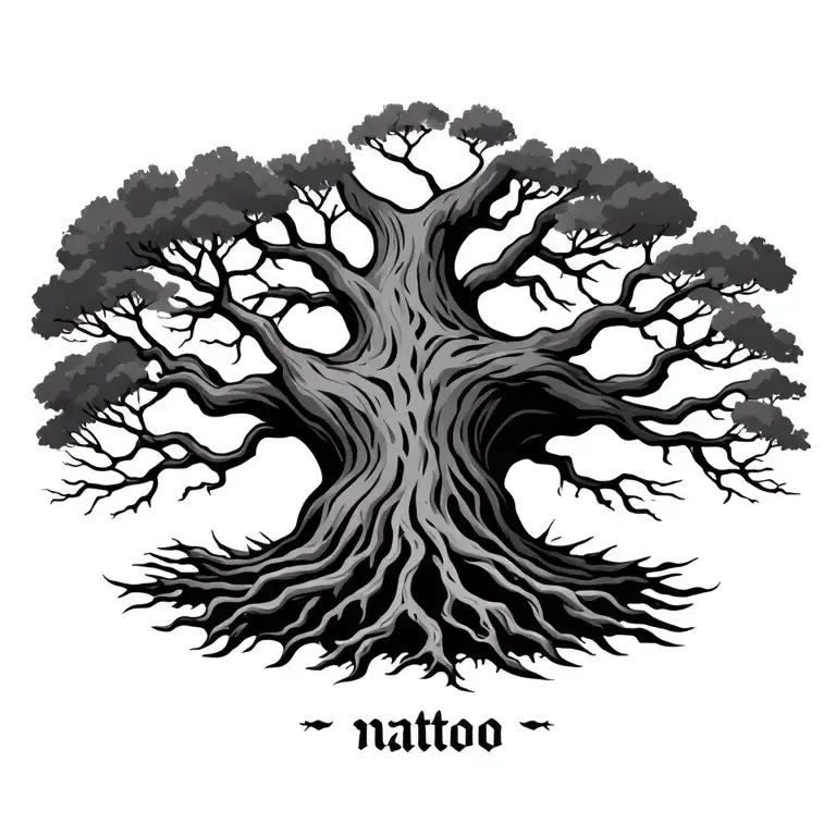 Genealogic Tree With Name At The Base And In The Branches