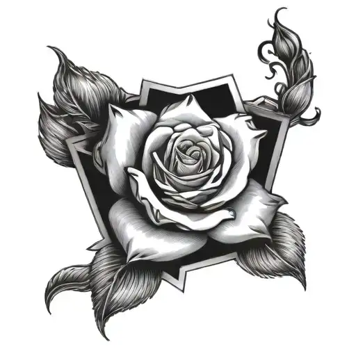 Rose In The Middle Of 4 Cards Hand