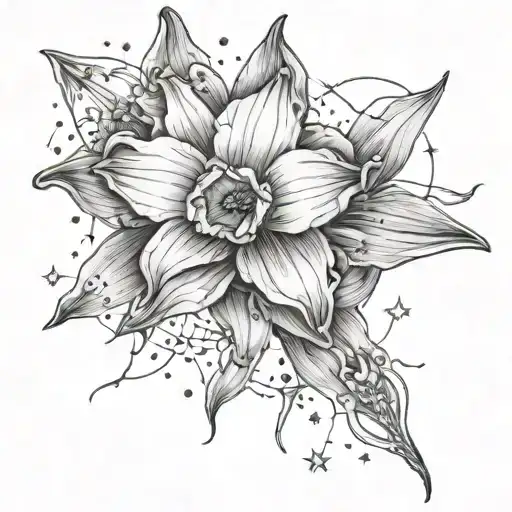 Narcissus Flower With Sagittarius Constellation