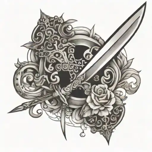 Behind The Knee Tattoo Design Sword