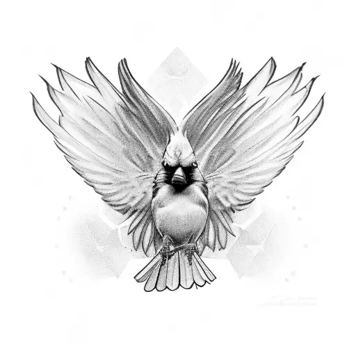 Cardinal Wings Spread On Lower Back Neck