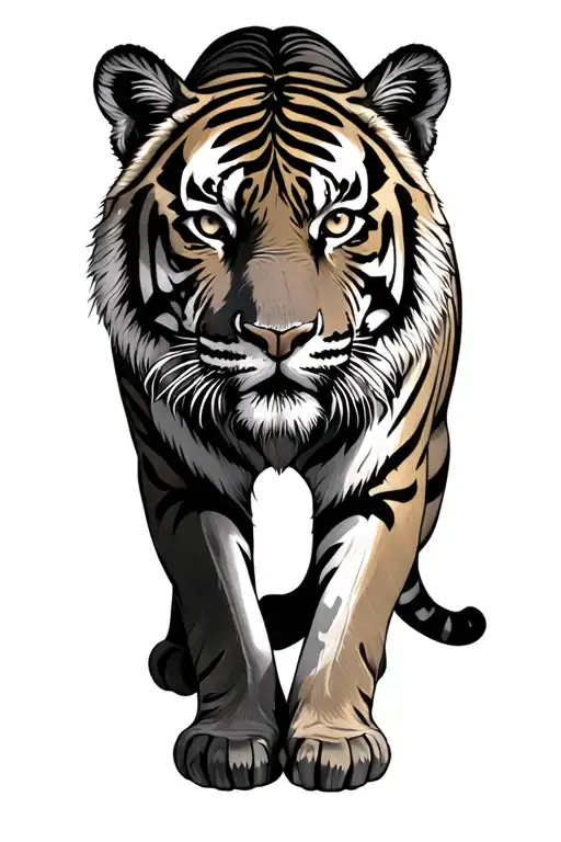 Tiger Full Body Front View Camera With Legs