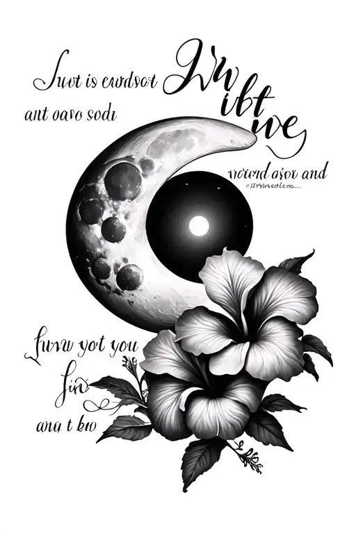 Moon With Hibiscus Flower Blooming And Scripture