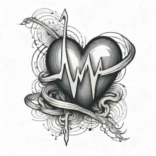 Tattoo Of A Heartbeat Line That Creatively Intertwines With A Heart