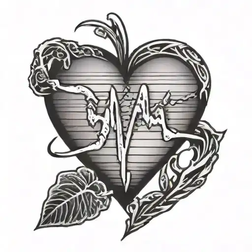 Tattoo Of A Heartbeat Line With A Heart