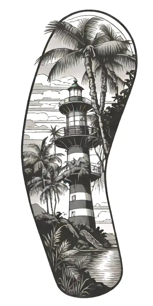 Rain Forest Landscape With Coqui And Light House In Background