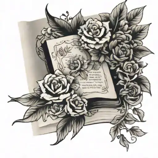 Open Book Surrounded By Bold Floral
