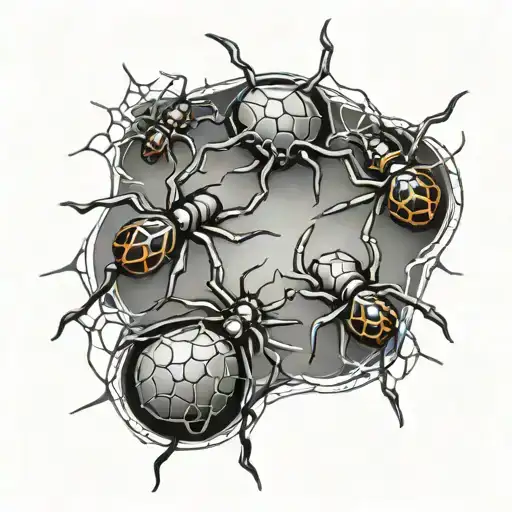 Black Widow Spiders With Webs