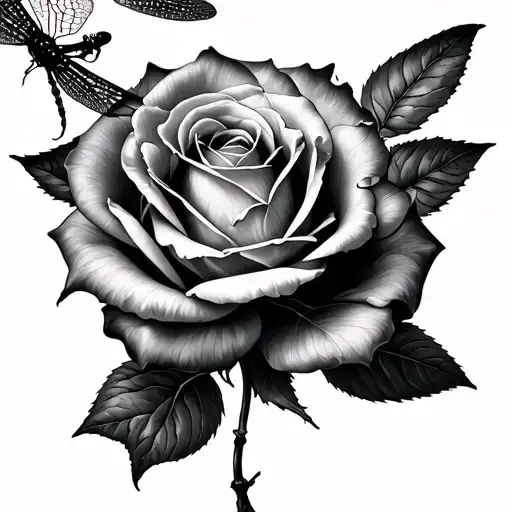 Rose And Dragonfly
