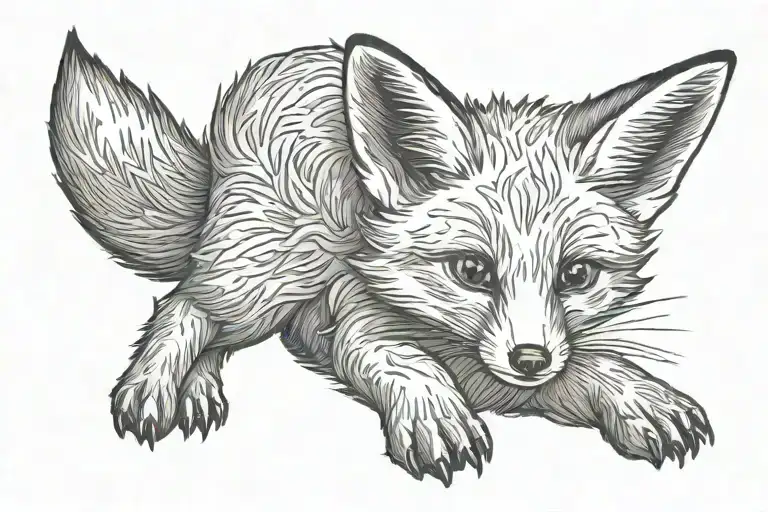 Little Fox With Two Tails Sitting