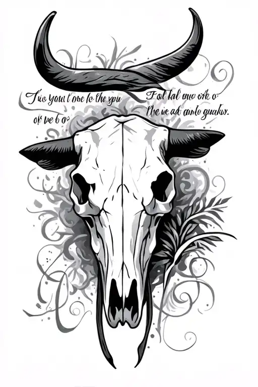 Bull Skull With A Saying From The Bible Verse