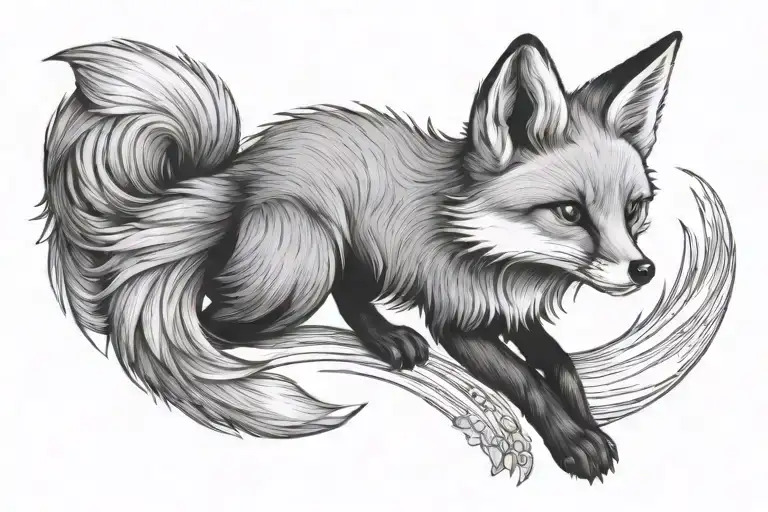 Little Fox With Two Tails Sitting