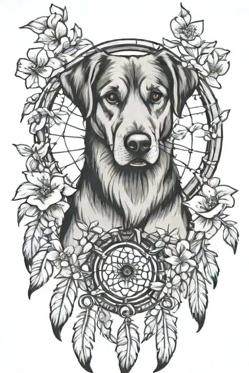 Dream Catcher With Apple Blossom And Beads With Dog Paws And