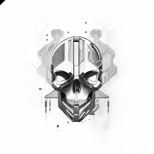 Cyberpunk Skull With Cibernetic Components