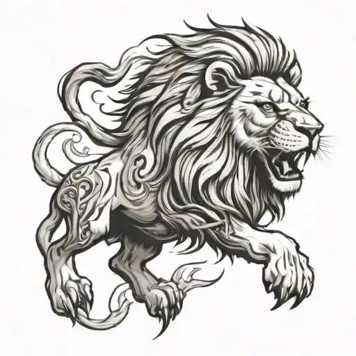 Lion Roaring Cross