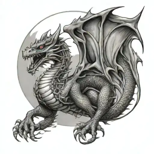 Dragon With Moon Rising