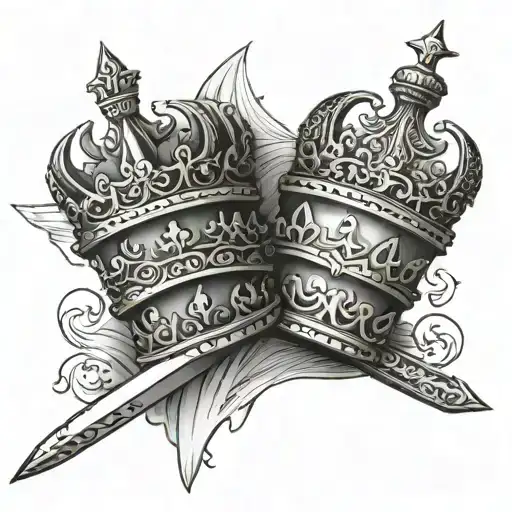 Two Crowns Crossed By A Sword