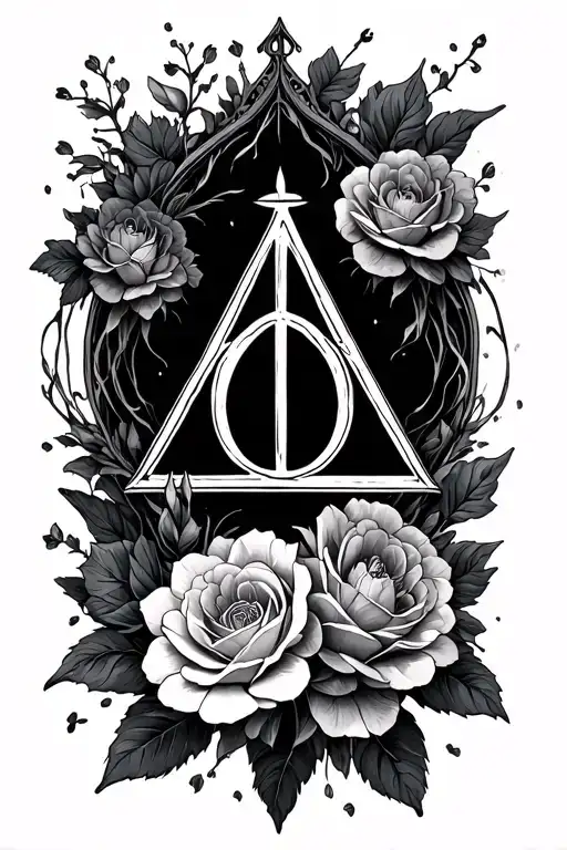 Harry Potter Deathly Hallows Symbol With Dying Flowers
