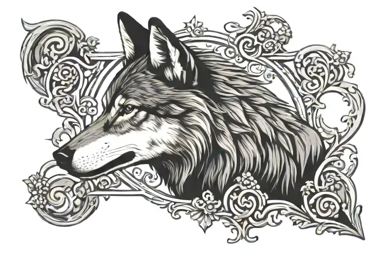 Wolf Inside Filigree Frame