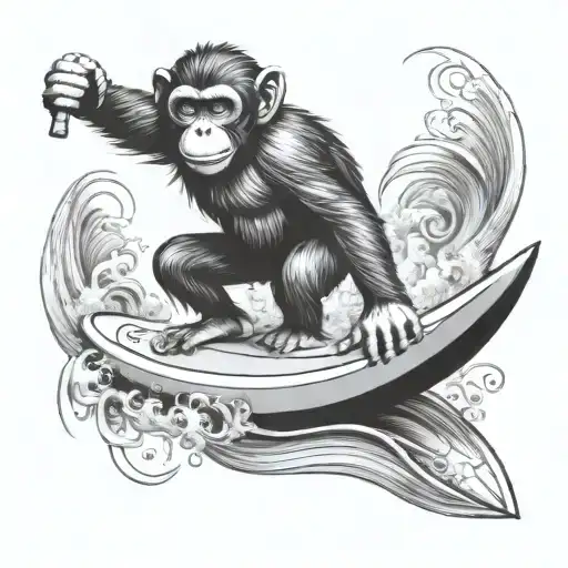 Monkey Surfing Hakuna Matata In Surfboard Design